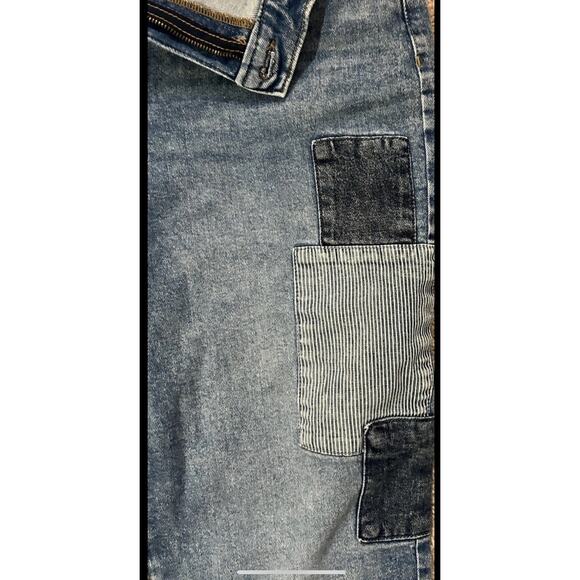 NWOT Sonoma Girlfriend Jeans Women's Size 16 Blue Denim Stretch Patches Ankle - Picture 5 of 5